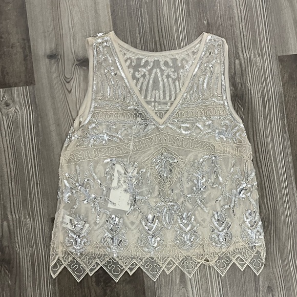 Anthropologie Endless Rose Sheer Sequins Sleeveless Top Medium - Picture 1 of 7